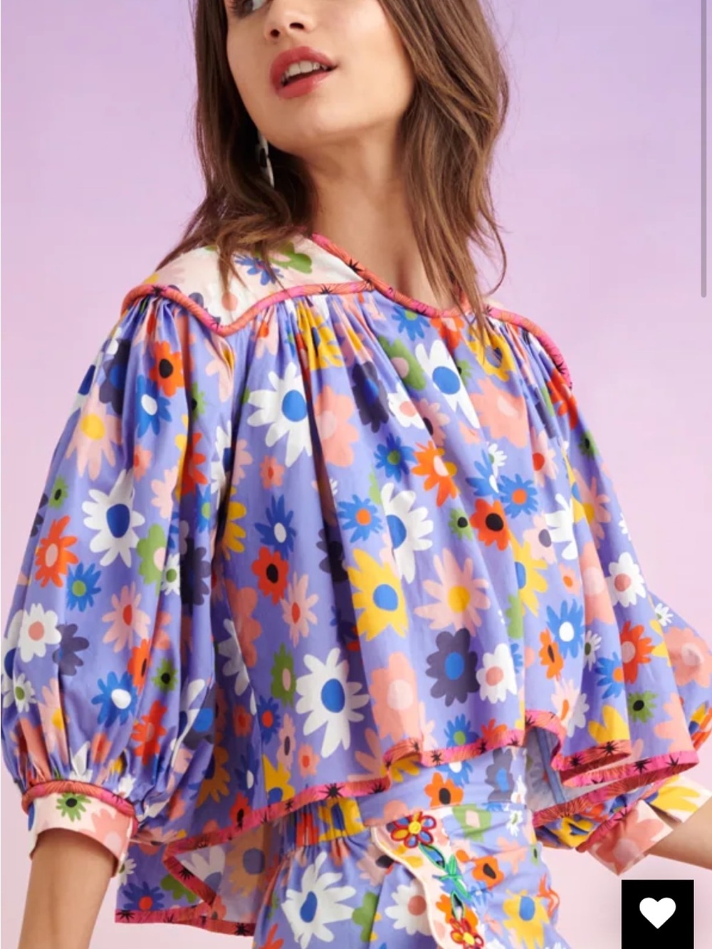 Celia B NWT floral peasant crop blouse size M